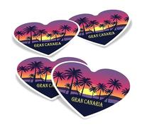 Vinyl Heart Stickers (Set of 4) 10cm - Gran Canaria Spain Beach Resort for Laptops, Tablets, Luggage, Scrap Booking, Fridges #61078