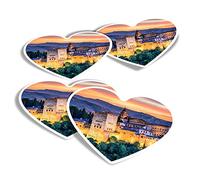 Vinyl Heart Stickers (Set of 4) - Alhambra of Granada Spain Fun Decals for Laptops,Tablets,Luggage,Scrap Booking,Fridges #44059