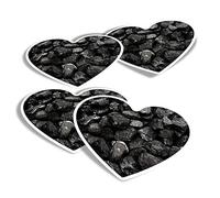 Vinyl Heart Stickers (Set of 4) - Black Coal Rocks Geology Fun Decals for Laptops,Tablets,Luggage,Scrap Booking,Fridges #3204