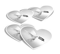 Vinyl Heart Stickers (Set of 4) - BW - White Dove Peace Bird Humanity Fun Decals for Laptops,Tablets,Luggage,Scrap Booking,Fridges #43340