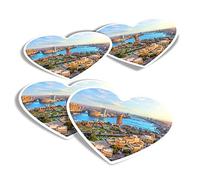 Vinyl Heart Stickers (Set of 4) - Cairo Downtown Nile River Egypt Fun Decals for Laptops,Tablets,Luggage,Scrap Booking,Fridges #44502