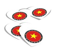 Vinyl Heart Stickers (Set of 4) - Hanoi Vietnam Flag Travel Asia Fun Decals for Laptops,Tablets,Luggage,Scrap Booking,Fridges #5631