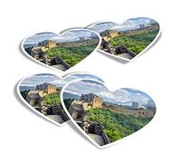 Vinyl Heart Stickers (Set of 4) - The Great Wall of China Fun Decals for Laptops,Tablets,Luggage,Scrap Booking,Fridges #13035