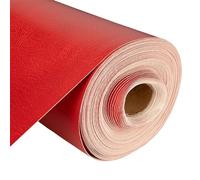 Vinyl Leatherette Fabric, Fire Retardant, Waterproof Upholstery Material, Faux Leather Sheets for Chairs, Bookbinding, 55 Inch Wide, Flame Red Fabric, 1 Metre
