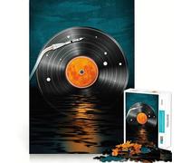 Vinyl Music Playing 1000 Piece Jigsaw Puzzles Mind Challenge Toy High Precision Die Cut Amusing Challenge for Waiting Time (38x52cm)