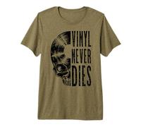 Vinyl Never Dies Vintage Record Collector Gothic Skull LP Premium T-Shirt