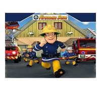 Vinyl Photo Background Fireman Sam Birthday Party Supplies Red Firetrucks Themed Backdrop for Boy Cartoon Happy Birthday Backgrounds Backdrops for Little Man