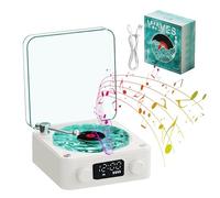 Vinyl Player The Waves Mini Retro White Noise Speaker Portable with 4 Sounds of Nature, Portable Waves Speaker with RGB Light (White)