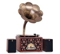 Vinyl Playerge, With Cassette Big Retro Classic Phonograph Shape Stereo Speaker Sound System Music Box 3.5Mm O Tooth Speaker Gramophone