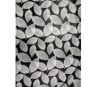 Vinyl PVC Tablecloth, Black and Silver Swirl Leaf Design, 3 metres (300x137cm) 10 Seater Size Rectangle Table, Wipe Clean, Textile Backed Plastic Table Cloth (96)