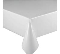 Vinyl Pvc Tablecloth, Plain White 2.5 metres (250x137cm) Rectangle 8 Seater Size Oblong Table, Wipe Clean, Textile Backed plastic table cloth (263)