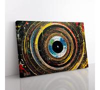 Vinyl Record Abstract Painting Vol.1 Canvas Wall Art Print Ready to Hang, Framed Picture for Living Room Bedroom Home Office Décor, 76x50 cm (30x20 Inch)