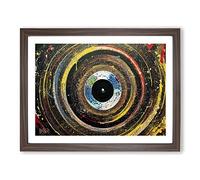 Vinyl Record Abstract Painting Vol.1 H1022 Framed Print for Living Room Bedroom Home Office Décor, Wall Art Picture Ready to Hang, Walnut A4 Frame (34 x 25 cm)