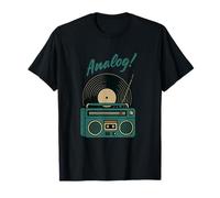 Vinyl Record and Cassette Tape Vintage Design Graphic Tee T-Shirt