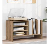 Vinyl Record Cabinet with Shelf, Artisan Oak Wood Material, 78.5 x 35 x 45 cm, Compact with 6 Compartments for Living Room, Storage and Space-Saving Storage Space