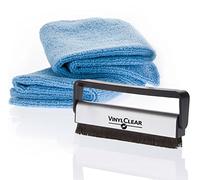 Vinyl Record Carbon Fibre Brush - Record LP Cleaner With 2 Large Supersoft Microfibre Cloths. Easily Remove Annoying Pops And Clicks For Crystal Clear Sound