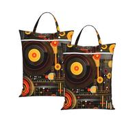 Vinyl Record Cd 2Pcs Travel Laundry Bag with Handle, Portable Dirty Washing Bag for Camping Gym Holidays Abstract Water-Repellent Laundry Tote for Suitcase Luggage