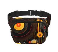 Vinyl Record Cd Double Layer Waist Bag Pack Abstract Bum Bag Fanny Pack for Men Women, Adjustable Belt Bag for Travel Hiking Running Cycling Festival