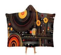 Vinyl Record Cd Hoodie Blanket Wearable Fleece Cloak Abstract Soft Plush Throw Blanket for Adults Kids, Cozy Lounge Wear for Camping Sofa Movie Nights 60x80 Inch
