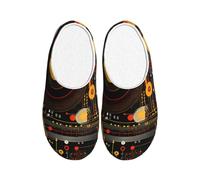 Vinyl Record Cd Women's Slippers Flannel House Slippers for Men Abstract Non-Slip Warm Winter Shoes for Indoor Outdoor UK 8-9