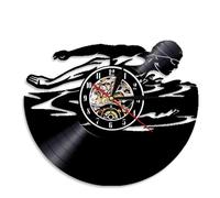 Vinyl Record Clock Swimming Sport Wall Clock Gift Idea Swimmer Swim Open Water Pool Wall Art Pool Diver Swimmer Swim Coach Gif Without LED