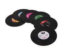 Vinyl Record Coaster Set - Pack of 6 Retro Novelty Drink Mats