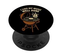 Vinyl Record Collector Retro Music BBQ Grill Humor Music Pun PopSockets Adhesive PopGrip