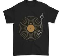Vinyl Record Galaxy Music Record Turntable Mens T-Shirt 100% Cotton Black 2XL