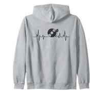 Vinyl Record Heartbeat Retro Music Lover Vinyl Collector Zip Hoodie