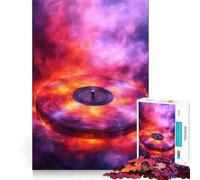 Vinyl Record in Flames Music Jigsaw Puzzle 1000 Think Boost Game Tight Lock No Loose Pieces Interactive Brain Challenge for Home (50x75cm)