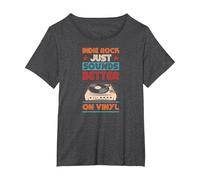Vinyl Record Love Indie Rock Just Sounds Better On Vinyl T-Shirt, Women's Plus, Dark Heather Grey, 1X