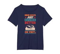 Vinyl Record Love Indie Rock Just Sounds Better On Vinyl T-Shirt, Women's Plus, Navy Blue, 1X