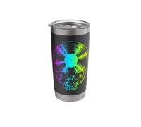 Vinyl Record Lover Pride Rainbow Vintage Gothic Skull LP Stainless Steel Insulated Tumbler