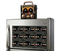 Vinyl Record Music Fridge Magnet with NFC Player, 128MB Retro Cassette Tape Refrigerator Magnets Set of 9, Vinyl Record Style Magnetic Clips, DIY Programmable Sound Wall Decor for Kitchen Office