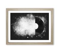 Vinyl Record Paint Splash Modern Art Framed Wall Art Print, Ready to Hang Picture for Living Room Bedroom Home Office Décor, Oak A2 (64 x 46 cm)