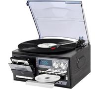 Vinyl Record Player - Bluetooth Turntable with Built-In Speakers, 3 Speed, CD/Cassette Play, Frosted Dust Cover, Less Noise for Entertainment