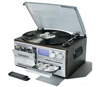 Vinyl Record Player Bluetooth Turntable with Built-in Speakers, 3 Speed Turntable Audio System, CD & Cassette Player, Dust Cover, Ideal for Home Entertainment, for Entertainment/Office/Bedroom