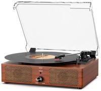 Vinyl Record Player Bluetooth Turntable with Built-in Speakers and USB Belt-Driven Vintage Phonograph Record Player 3 Speed LP Player Support USB Playing and Recording AUX-in RCA Line Out Orange