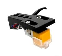 Vinyl Record Player Cartridge Kit Easy Install for LP Playback(Black) | Carbon fiber for stylus rod, articulated tapered tip, 0.6mil radius, low distortion, accurate tracking
