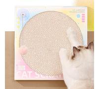 Vinyl Record Player Cat Scratcher - Cardboard Cat Scratch Pad Cat Dj Scratching Board Cat Fun Play Toys Stick to Wall 13.8" (Pink)