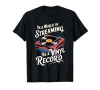Vinyl Record Player Lover Funny Music LP Vintage Collectors Value Graphic T-Shirt, Men, Black, M