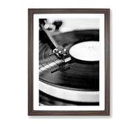 Vinyl Record Player Modern Framed Print | A2 Walnut Framed Wall Art | Ready to Hang | Modern Nature Picture | Living Room Bedroom Lounge Office