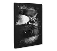 Vinyl Record Player Paint Splash Modern Canvas Wall Art Print Ready to Hang, Framed Picture for Living Room Bedroom Home Office Décor, 30x20 Inch (76x50 cm)