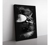 Vinyl Record Player Paint Splash Modern Canvas Wall Art Print Ready to Hang, Framed Picture for Living Room Bedroom Home Office Décor, 76x50 cm (30x20 Inch)