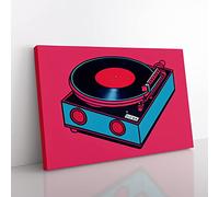 Vinyl Record Player Pop Art Abstract Canvas Wall Art Print Ready to Hang, Framed Picture for Living Room Bedroom Home Office Décor, 60x40 cm (24x16 Inch)