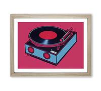 Vinyl Record Player Pop Art Abstract Framed Print | A2 Oak Framed Wall Art | Ready to Hang | Pop Art Fantasy Picture | Living Room Bedroom Lounge Office