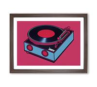 Vinyl Record Player Pop Art Abstract Framed Print | A4 Walnut Framed Wall Art | Ready to Hang | Pop Art Fantasy Picture | Living Room Bedroom Lounge Office