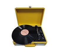 Vinyl Record Player Portable Suitcase Record Player With Built-in Speakers And Bluetooth Receiver 3-Speed Vintage Turntable Audio Sound Retro Record Player For Entertainment (Color : Yellow)