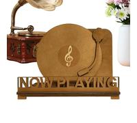 Vinyl Record Player Stand - Small Wooden Album Holder, LP Display Rack | Tabletop Music Storage Organizer for Collector Vintage Home Office Decoration Accessories