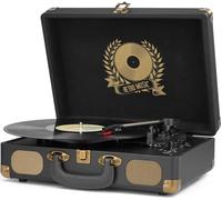 Vinyl Record Player, USB Recording Turntable Bluetooth 3-Speed Portable Vintage Suitcase with Built-in Speakers, RCA Line Out AUX in Headphone Jack Digital vinyl to MP3, Black